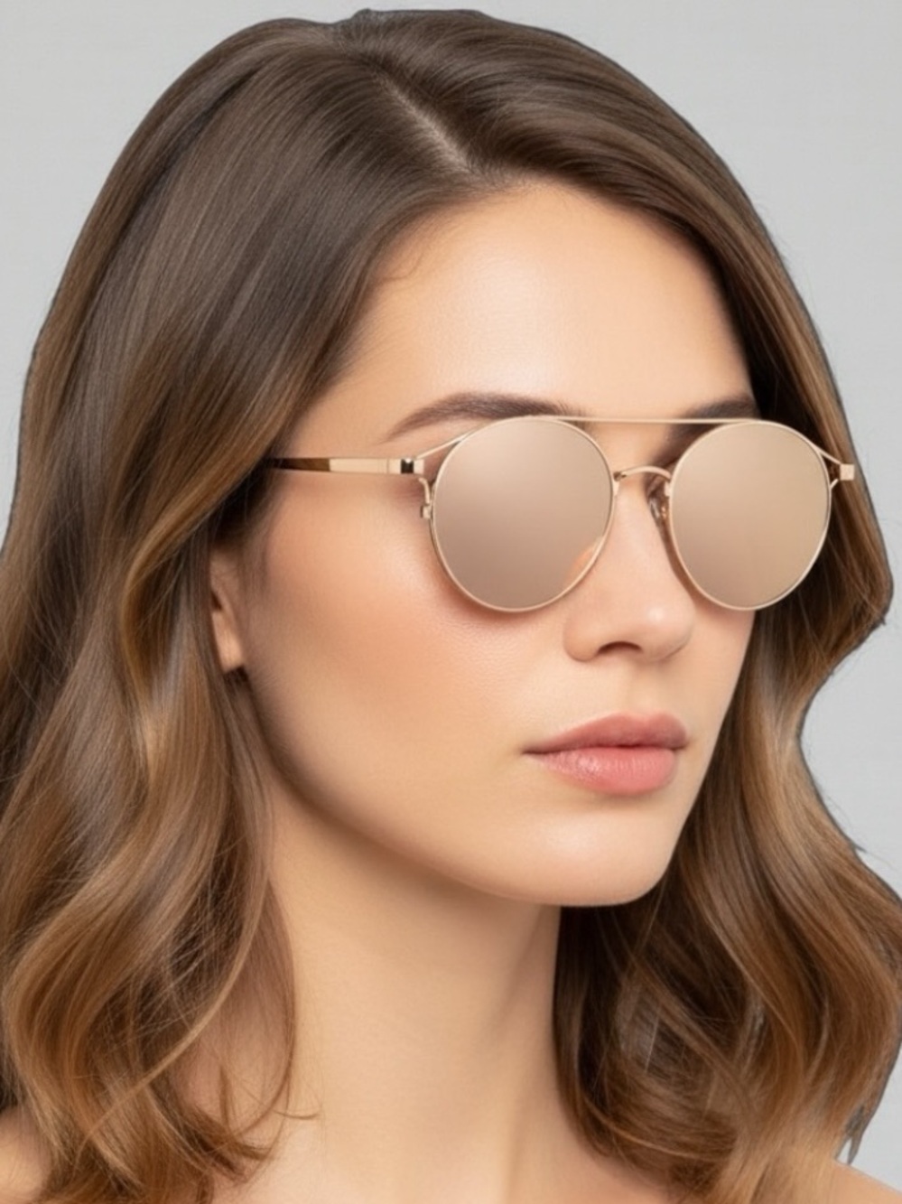 Linda Farrow LFL825 C3 Rayan Oval Aviator Rose Gold Titanium Sunglasses NWT